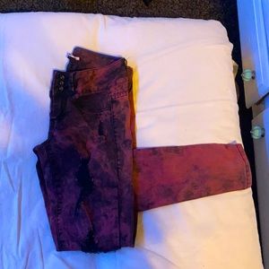 Lovesick Red Acid Wash Ripped Super Skinny Jeans